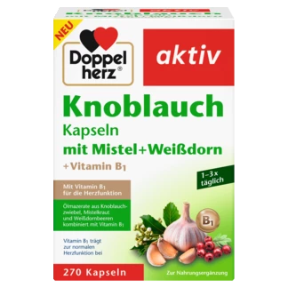 Abbildung der Produktverpackung Doppelherz aktiv Knoblauch Kapseln Frontansicht